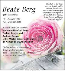 Traueranzeigen von Beate Berg