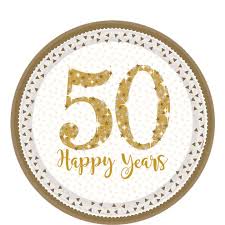 Anniversario 50 anni di matrimonio nozze doro idee regalo. Piatti Per Anniversario Di Matrimonio 50 Anni Oro Brillante Piatti Di Carta 23 Cm Party City