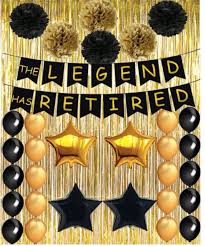 Happy Retirement Party Decorations Black And Gold The Legend Etsy Retirement Party Decorations Retirement Party Centerpieces Retirement Party Themes