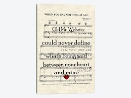 When You Say Nothing At All Ii Canvas Art Wordsandmusicart Icanvas