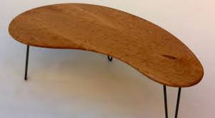 Quick Ship Matte Finish Cherry Mid Century Modern Coffee Or Cocktail Table Kidney Bean Shaped Solid Coffee Table Dark Wood Coffee Table Retro Coffee Tables