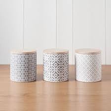 Embossed Geometric Storage Canisters 3pc Kitchen Jars Storage Kitchen Jars Jar Storage