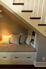 A mini library with bookshelves or a reading nook or a home office, if it's big. Under Stairs Storage Ideas Storage Solutions Using Space Under Stairs Understairs Storage Stair Nook Bed Under Stairs