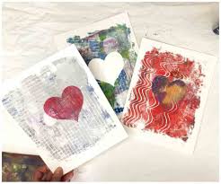 Just insert your photo in the front, and write a message on the inside. Gel Printed Cards For Valentines Day Fiberartsy Com