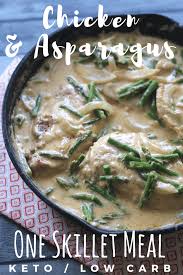 Keto Creamy Chicken And Asparagus Recipe Recipe Asparagus Recipe Carb Friendly One Skillet Meals