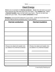 Resources Worksheets Science Worksheets Worksheets Heat Energy