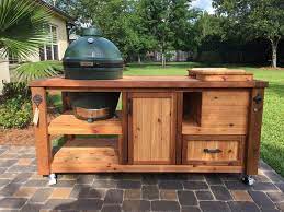The perfect outdoor kitchen will have, at minimum, a good quality gas bbq grill. Custom Grill Table Or Grill Cart For Big Green Egg Kamado Joe Primo Or Add A Gas Grill Drop In Mini Fridge For An Outdoor Kitchen