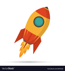 Cosmic rocket in flat design on white background Vector Image