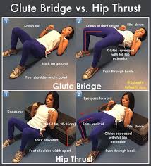 Glute Bridge Vs Hip Thrust Have You Ever Wondered What Differentiates The Glute Bridge From The Hip Thr Glutes Workout Glute Activation Exercises Glute Bridge