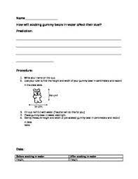 Gummy Bear Osmosis And Diffusion Worksheet Gummy Bear Osmosis Osmosis Life Science