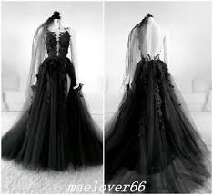 Ebay Ad Victorian Black Lace Appliques Wedding Dresses Gothic A Line Bridal Gowns Custom Black Wedding Gowns Black Wedding Dresses Bridal Gowns Vintage