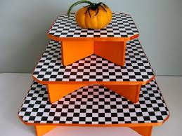 Black And White Checkered Cake Stand Black And White Checkered Halloween Cupcake Stand By Nuludesigns 35 95 Halloween Hacks Cake And Cupcake Stand Halloween Cupcakes