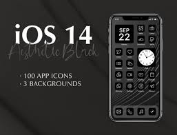 Ios 14 App Icon Pack 100 App Pack Iphone Aesthetic Black Black Minimalist Icon Pack Apple Modern Icon Aesthetic Iphone Ios14 App Icons App Icon Printable Calendar Template App