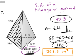 Find the base of a triangle by solving the equation: Surface Area Of A Triangular Pyramid Math Geometry Showme