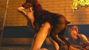 3D Babe Ada Wong wird in der öffentlichkeit von einem Hund vergewaltigt