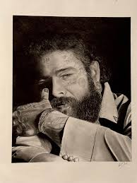 Unfinished drawing of Post Malone