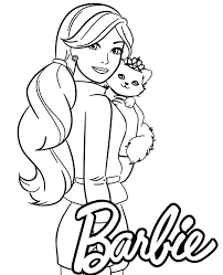 Barbie dressed for the party. High Quality Barbie With Cat To Print For Free Barbie Coloring Pages Coloring Pages For Girls Barbie Coloring