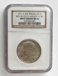 1971 D Kennedy Half Dollar Error Coin Silver Planchet Ngc