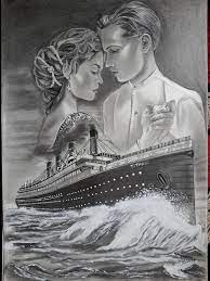 Original Celebrity Drawing By Vimal Chand Art Deco Art On Canvas The Titanic And Jack And Rose Drawing Titanic Art Art Rose Drawing