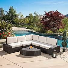 Amazon Com Reddington Outdoor Wicker Furniture Set Sectional And Table For Patio Or Lawn With Cush Patio Sofa Set Outdoor Sofa Sets Sectional Patio Furniture