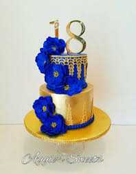 Decorated Rose Gold 18th Birthday Cakes For Girls Royal Blue And Gold 18th Birthday Cake Blue Birthday Cakes 18th Birthday Cake For Girls Birthday Cake Decorating