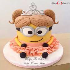Good minion and evil minion figurines for a double celebration. Best Minion Birthday Name Cake Enamewishes