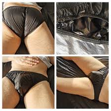 SHINY INSIDE CONTOURED BRIEFS in glossy ultra-thin PU-coated nylon (XS to  XL)