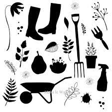 Gardening Clipart Silhouette Gardening Tools Clipart Digital Etsy Clip Art Printable Nursery Art Digital Collage Sheets