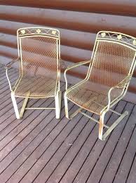 2 Vintage Salterini Floral Bouncing Rocking Wrought Iron Patio Chairs Salteriniorwoodard Vintage Patio Wrought Iron Patio Chairs Outdoor Furniture