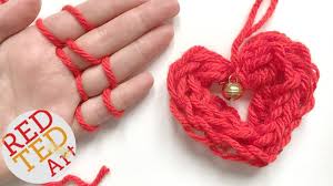 Finger knitting projects for kids. Easy Finger Knitting How To Diy Heart Ornament Christmas Diys Youtube