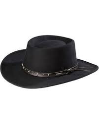 Stetson Black Hawk Crushable Wool Gambler Hat Black Black Cowboy Hat Cowboy Hat Styles Felt Cowboy Hats