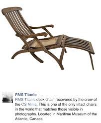 Rms Titanic Deck Chair Recovered By The Crew Of The Minia This Is One Of The Only Intact Chairs In The World That Matches Th Rms Titanic Titanic Deck Chairs