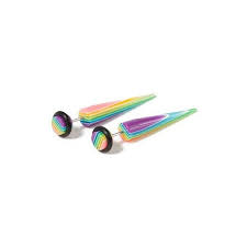 18g Rainbow Spike Faux Ear Plugs Claire S 7 96 Liked On Polyvore Featuring Jewelry Earrings Pier In 2020 Claires Ear Piercing Earings Piercings Cute Piercings
