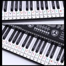 Us 1 7 26 Off Hot 88 61 Key Color Piano Letter Notes Stickers Keyboard Hand Roll Piano Keyboard Transparent Stickers Notation Transparent In Piano