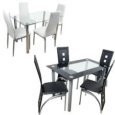 Dining table for kitchen 04. Dining Table Set Glass Steel W 4 Chairs Kitchen Room Breakfast Furniture Black White Us Warehouse Drop Shipping Available Dining Tables Aliexpress