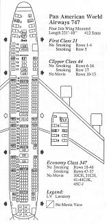 Vintage Airline Seat Map Pan Am Boeing 747 V 2 Frequently