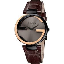 Gucci Ya133304 Interlocking G 18ct Gold And Black Steel Watch Gucci Luks Saatler Erkek Saat
