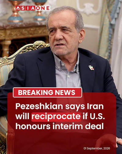 Iranian President Masoud Pezeshkian says Tehran is prepared to reciprocate if the United States fulfils its commitments under the interim memorandum of understanding between the two countries #AsiaOne #AsiaOneNews #Iran #MasoudPezeshkian #UnitedStates #