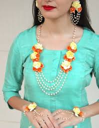 Boho Haldi Jewellery Made In India Mehendi Jewellery Natural Paper Flowers Necklace P Floral Jewellery Wedding Flower Jewelry Flower Jewellery For Mehndi
