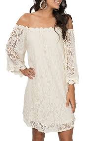 Umgee Women S Natural Off The Shoulder Floral Lace Dress Cavender S Cowgirl Dresses Off White Lace Dress Western Lace Dresses