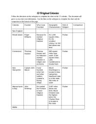 13 Original Colonies Chart Velouria G Pages 1 4 Text