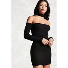 Forever21 Off The Shoulder Choker Dress 15 Liked On Polyvore Featuring Dresses Black Long Sleeve Maxi D Choker Dress Cutout Dress Long Sleeve Maxi Dress