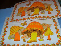 1970s mushroom motif vinyl kitchen