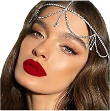 Head Jewelry NAISKA Silver Rhinestone Head Chain