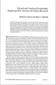 Pdf Ethical And Unethical Leadership Exploring New Avenues For Future Research