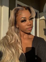 Same Day Shipping Wowebony Indian Remy Hair Natural Straight Dark Roots Blonde Hair Lace Front Wig N360bl01 Dark Roots Blonde Hair Blonde Hair Black Girls Brown Skin Blonde Hair