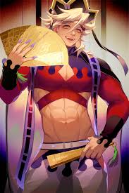 Rule 34 Dev - abs adapted_costume blonde_hair cleavage cleavage_cutout  crop_top demon_boy demon_slayer douma fan fangs folding_fan hakama hand_fan  hat headwear hip_vent joraffasalmon kimetsu_no_yaiba looking_at_viewer male  male_only multicolored_eyes ...