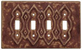 I found 3 switch plates but none with four switches. 4 Gang Quad Toggle Ceramic Art Light Switch Cover Plates Honeybee Ceramics