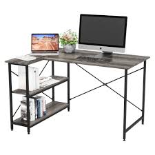 White feet enhance this coveted piece. Bestier Computer Desk With Storage Shelves Under Desk Small L Shaped Corner Desk With Shelves 47 Inch Writing Desk Table With Storage Tower Shelf Home Office Desk For Small Spaces P2 Wood Grey