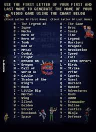 For All You Video Gamers Gamer Names Video Game Names Funny Name Generator